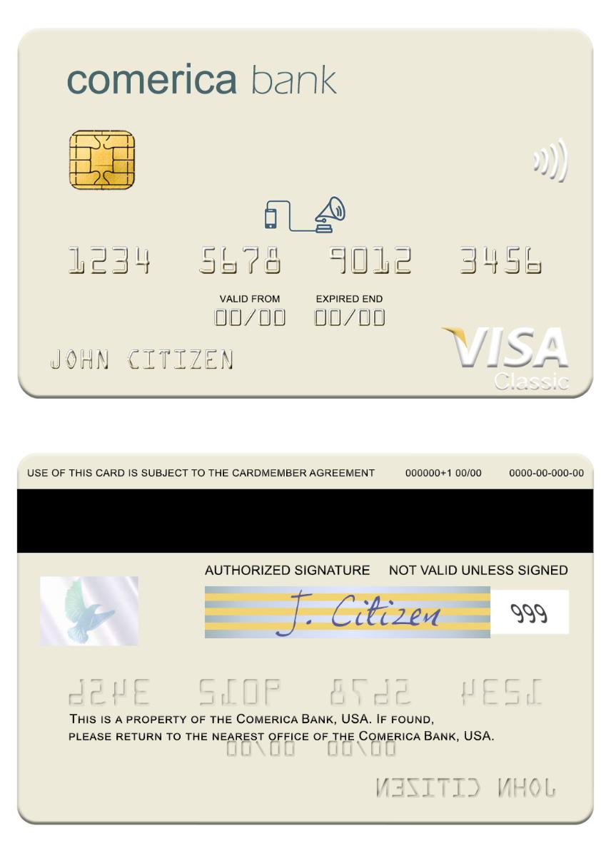 USA Comerica Bank visa card